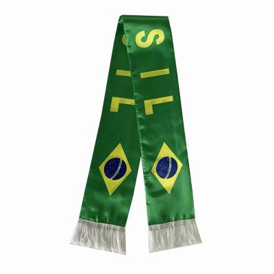 China Custom Logo Printed Polyester Brazil Fans Scarf Silk Screen Printing Knitted Soccer Scarf Design Design Eagle National Eagle Scarf for sale