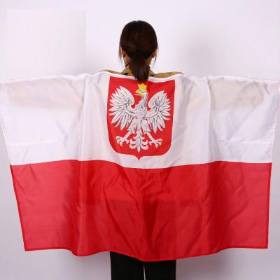 China Factory Free Sample Poland Body Flag Poland High Quality Polyester Cape Country Flag Sleeve Word FLYING Silk Printing Flag for sale