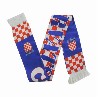 China Middle Good Price Your Own Silk Printing Design Knit Soccer Scarf For Football for sale