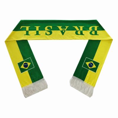 China Custom design polyester knitted polyester brazil football scarf digital printing sports scarves 15*135cm for sale