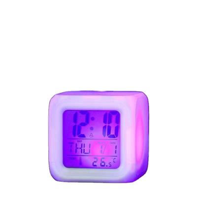 China 2021New style fashion antique sublimation led color children seven color digital alarm clock for sale