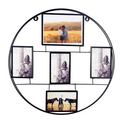 China Hot Selling New Fashion Design Modern Unique Creative Metal Iron Craft Large Round Picture Photo Frames For Wall Decoration for sale