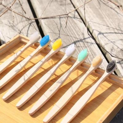 China Hot Sale Disposable Flat Handle Natural Eco Friendly Teeth Brush Bamboo Toothbrush Hotel for sale