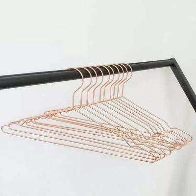 China Wall Mounted Pink Gold Stainless Steel Metal High Grade Cloth Protection Laundry Hanger Industry And Coat Hanger Dry Cleaning for sale