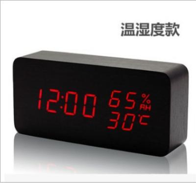 China Large Antique Style Jumbo Wooden Digital Desk Table Clocks LED Display Alarm Clock for sale