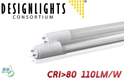 China DLC Aprroved SMD2835 4000K - 4500K LED Fluorescent Tubes Efficacy 110LM/W for sale