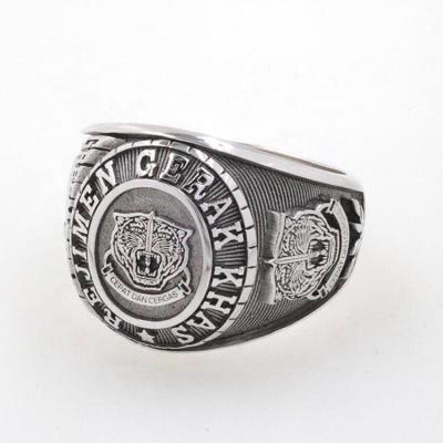 China Men's Casual/Sporty Silver and Copper Dominant Vintage Malaysian Tiger Head Army Ring for sale