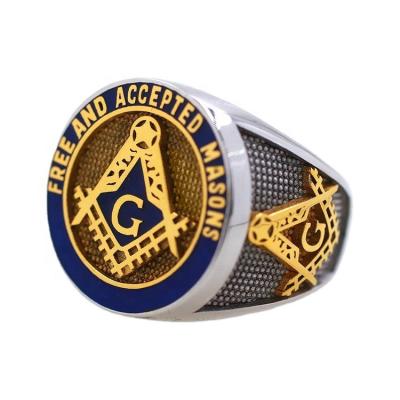 China Custom Free Masonic 925 Sterling Silver Plated Copper Masonic Rings Gold Freemason AG Hotselling Casual/Sporty Design For Men for sale