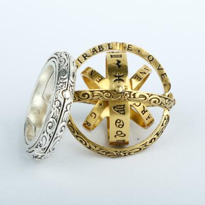 China Romantic Custom Fashion Jewelry Wedding Rings Handmade Couples Ring Armillary Sphere Ring Couples Love for sale