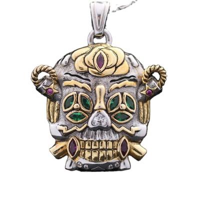 China Skull 925 Sterling Silver Gold 24K Gold 10K 14K Copper Platinum Awesome Design Style Punk Tags Pendant With Crow Pattern for sale