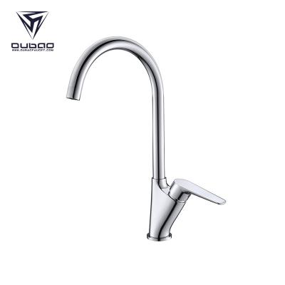 China OUBAO Modern Chrome 1 Hole Kitchen Water Sink Faucet NSF Handle Faucet Lead Free for sale