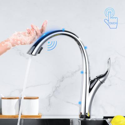 China High Quality Sense Faucets Single Handle Touch Sensor Automatic Kitchen Faucet With Pull Down Sprayer for sale