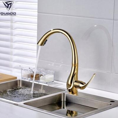 China Modern Contemporary Design Lead Free Kitchen Taps Mixer Gold Brass Kitchen Pull Out Spout Faucets for sale