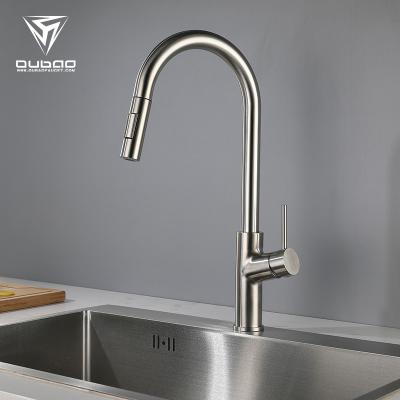 China Pull Out Spray High End Easy Install Stainless Kitchen Satin Kitchen Sink Faucet Faucet for sale