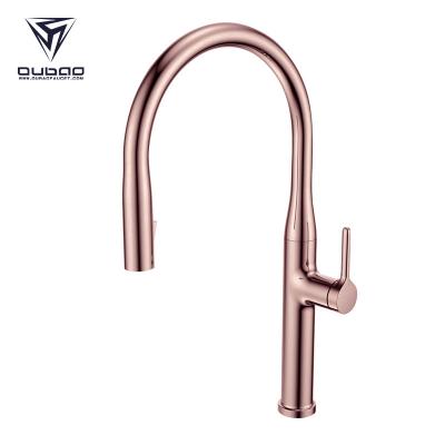 China Sense Faucets High Quality Ceramic Spool Single Lever Rose Gold Pull Down Kitchen Faucets for sale