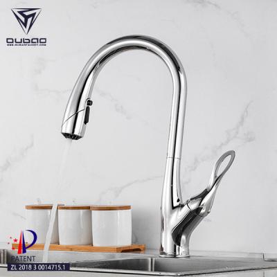 China Modern Sense Faucets Chrome Water Mixer Sprayer Pull Down Hose Kitchen Faucets Faucets for sale