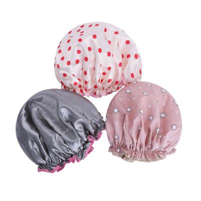 China Large Number Microfiber Shower Cap Sustainable Bath Cap Large Bilateral Shower Cap Waterproof Hair Care Products for sale