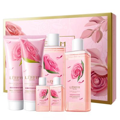 China Rose Extract Shampoo Body Lotion Care Series Body Care Bath Kit Gift Set Bath Body Lotion 6 pcs Shower Gel Spa Kit for sale