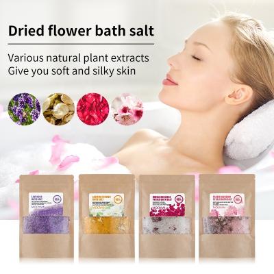 China Private Label Natural Organic Floral Bath Dirty Body Crystal Epsom Rose Lavender Jasmine Peach Blossom Relax Smooth Body Bath Salts for sale