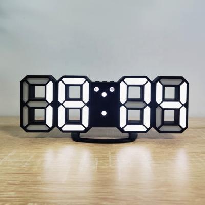 China 2021 Korea Antique Hot Selling Style INS Home Deco 3 Levels Shine Night Light Wall Table Modern Desk 3D LED Alarm Clock for sale