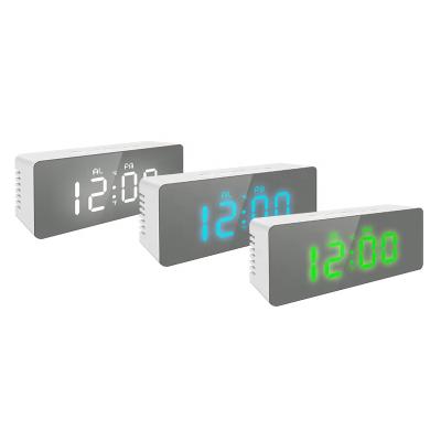 China Wholesale LUMINOVA Factory Digital Mirror Clock Temperature Table Alarm Clock With LED Display for sale