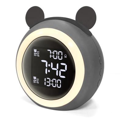 China Lovely Kids Sleep Trainer Style Desk Alarm Clock Night Light Plastic Year Month Date Antique Home Decorative Cartoon Cute Design for sale