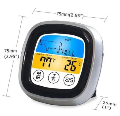 China Easily Cleaned Large LCD Touch Screen Digital BBQ Meat Thermometer With Stand for sale