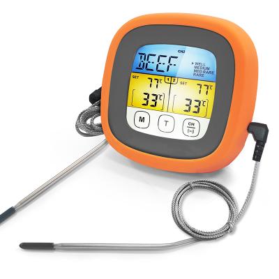 China Factory Wholesale Dual Probes Touch Screen Display Large Easily Cleaned Food Thermometer for sale