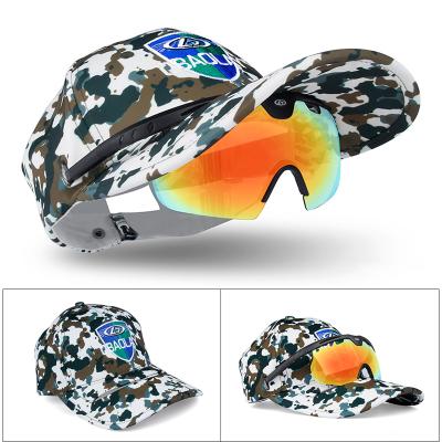 China Summer Outdoor Riding glasses with polarized lens running glasses on the hat adjustable Women Shade Sun Hat Glasses sun visor for sale