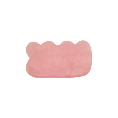 China Face Healthcare Massage Free samples Wave shape Rose Quartz Gua Sha Board Soothing Facial Massager Tool Custom Logo wholesale for sale