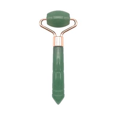 China Face Lift Custom Logo Natural Green Aventurine Small head Jade Unilateral Roller head Facial Massage for sale