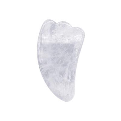 China Face Lift Wholesale High Quality 100% Natural White Crystal Sheep Horn-Shaped Jade Gua Sha Stone Facial Massager Tool for sale