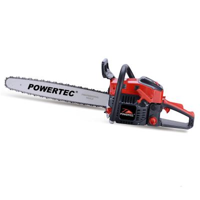 China 2-Stroke POWERTEC 3.0kw 62cc Gasoline Cutting Wood Chainsaw for sale