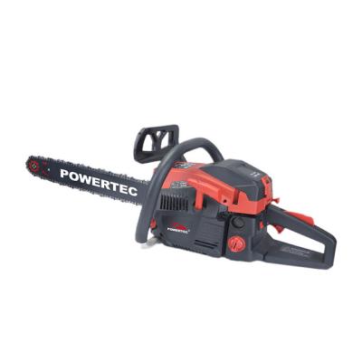 China 2-Stroke POWERTEC High Power 3.0kw 62cc Gasoline Cutting Wood Chainsaw for sale