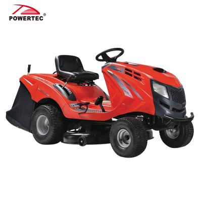 China Grass Box POWERTEC 6.5HP 24.3in Ride On Lawn Tractor Riding Lawn Mower for sale