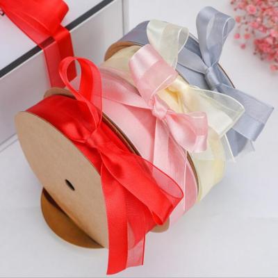 China 25mm Viable Gift Wrapping Flower Wrapping Wedding Decorating Side Satin Organza Ribbon for sale