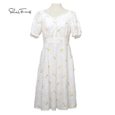 China Anti-Static Made In China High Quality Ladies Skirt Long Casual Printed Half Sleeve Dress for sale