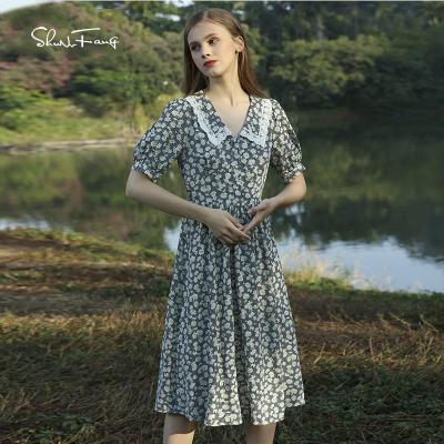 China Women Anti-Static Custom Ladies Maxi Dresses Lady Elegant Clothing Summer Floral Printing Dress for sale