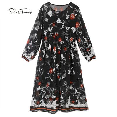 China Anti-Static Shunvfang 2021 Custom Famous Luxury Brand Elastic Cuff Women Dresses for sale