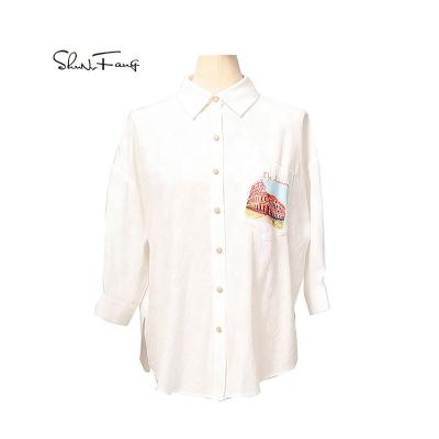 China Shunvfang factory direct sale high quality anti-pilling ladies fashion long sleeve chiffon shirt loose top for sale