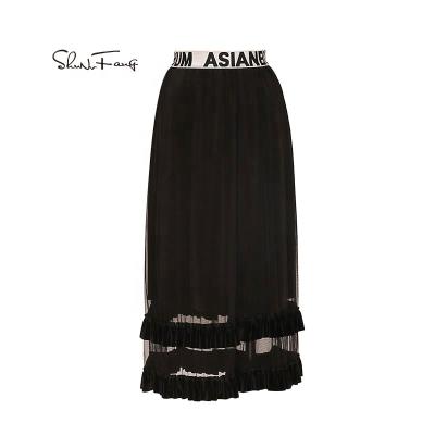 China Shunvfang Anti-Static In-Stock Women Pleated Skirts Ladies Solid Color Breathable Long Skirt For Women for sale