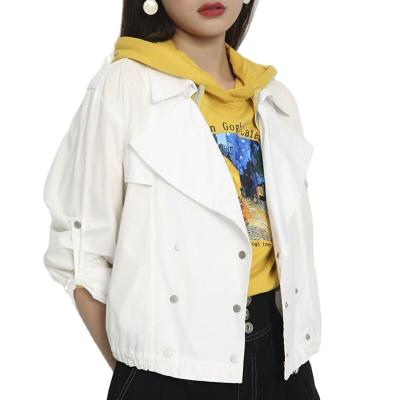 China Shunvfang Breathable Trend Solid Color White Casual Comfortable Fitted Coats For Woman for sale