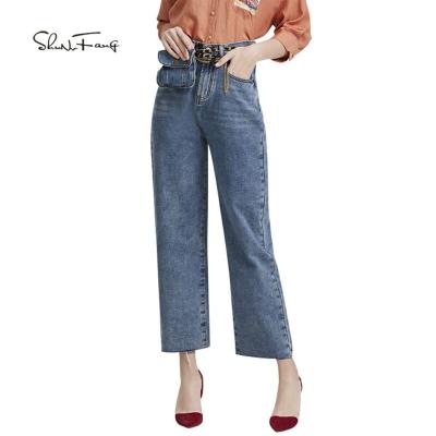 China Shunvfang QUICK DRY 2021 wholesale fast shipping ladies blue jeans cheap prices custom made jeans pants for stylish women for sale