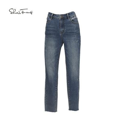 China Shunvfang hot QUICK DRY popular ladies jeans pants lattice pants women trousers female pants and jeans for sale