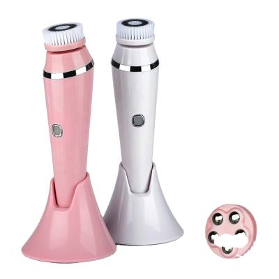 China Electric Acne Treatment Face Wash Cleansing IPX7 Rechargeable Waterproof Silicone Face Sweep Facial Cleansing Brush for sale