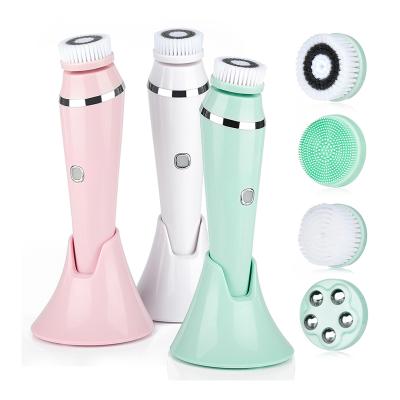 China Acne Treatment 4 In 1 Electric Skin Massager Facial Cleansing Brush Waterproof Face Washing Machine for sale