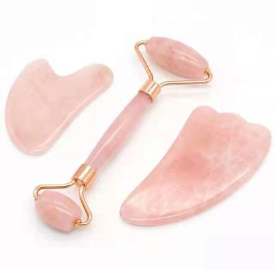 China Beauty Roller Jade Stone Amazon Natural Facial Massage Jade Roller Gua Sha Set With Box Beauty Roller for sale