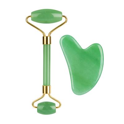 China Jade Roller Private Label Logo Custom Guasha Stone Jade Roller For Face Beauty Tips Gua Sha Jade Roller for sale