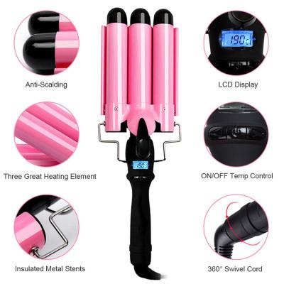 China Tourmaline Ceramic+ABS LCD Digital Display Curling Iron Machine Automatic Hair Hesitate Electric Hair Curler for sale