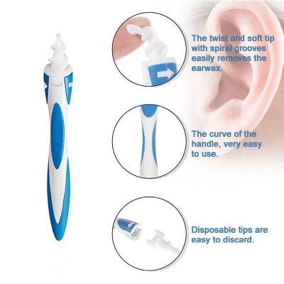 China Home Use+Office+Travel Spiral Q Grips Earwax Removal Tool Silicone Earwax Removal Set Soft Safe Soft Earwax Remover With 16 Replacement Heads for sale